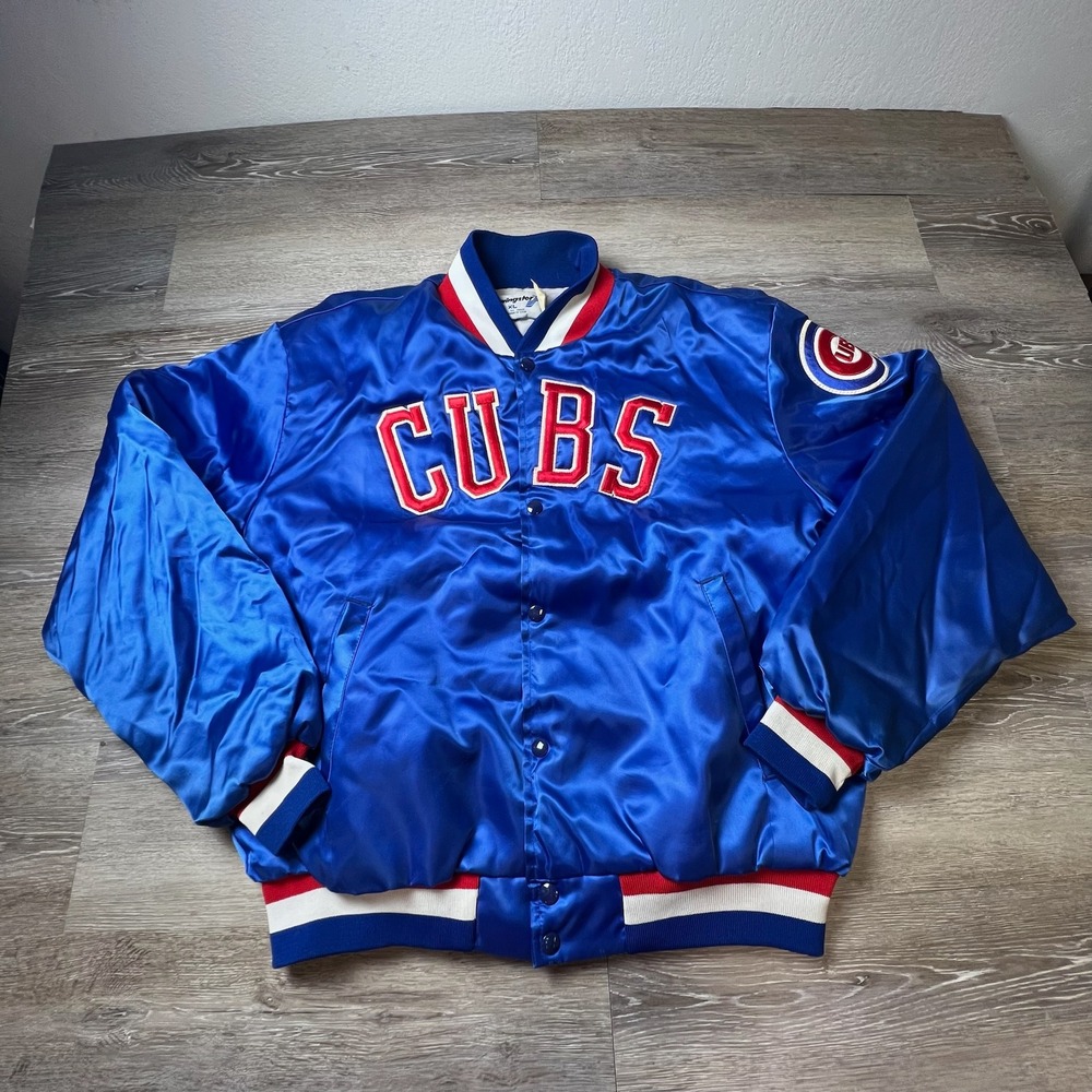 Swingster Chicago Cubs Jacket Mens XL Blue Vintage 80s Satin Bomber MLB USA